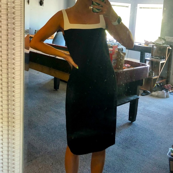 Ann Taylor Structured Dress Black White 
